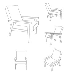 Vector lounge armchair isolated on white