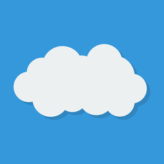 Ordinary icon of clouds on a blue sky in flat style