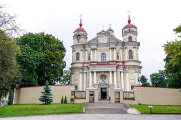 Fototapeta na wymiar view of the Church of Saint Peter and Saint Paul in Vilnius