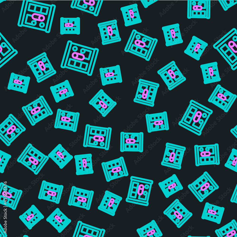 Aufkleber line graphing paper for engineering icon isolated seamless pattern on black background. vector