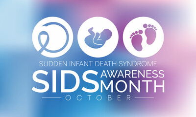 Sudden Infant death syndrome (SIDS) awareness month is observed every year in October, These deaths often happen during sleep or in the baby's sleep area. Vector illustration - obrazy, fototapety, plakaty