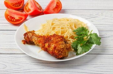 Vermicelli with fried chicken