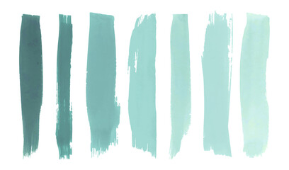Watercolor Paintbrush Design. Blue Grunge Set. Vector Traced Stripes. Abstract Paintbrush Collection. Splash Elements.