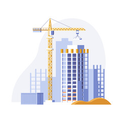 Construction site, building a house. Vector illustration.