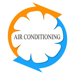 Air conditioner blue arrow and red symbol for temperature regulation