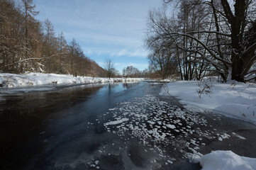 Winterlandschaft mit Fluss