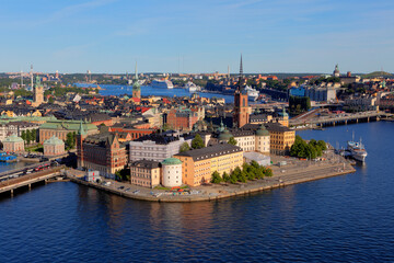 Naklejka na ściany i meble Aerial view of Gamla Stan (Old city) in Stockholm, Sweden