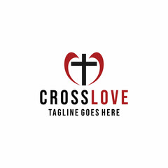 Fototapeta na wymiar cross love Logo vector design. church modern symbol icon graphic. spirituality emblem for Company and business