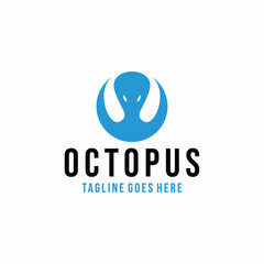 silhouette octopus Logo vector design. animal symbol icon graphic. aquatic emblem for Company and business