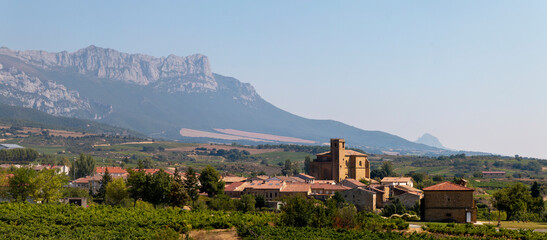 Samaniego, a small town in Alava, with mountains in the background, in the Basque country, Spain