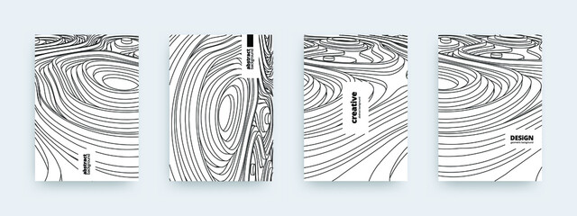 Cover designs with vector circular 3d isohips abstract shapes. Wave Line.