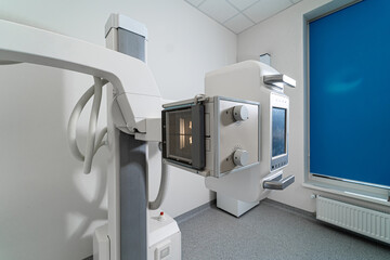 Hospital X-ray machine. Equipment for roentgen in modern clinic. Modern machine. Doctors equipment for work