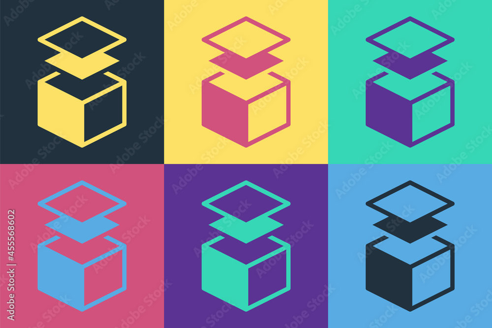 Poster pop art layers icon isolated on color background. vector
