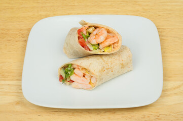 Prawn wraps on a table