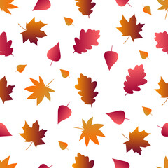 Autumn pattern with leaves, vector illustration