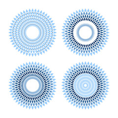 Set of abstract geometric circle blue patterns. Round design elements.