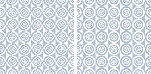 Seamless geometric patterns with circle elements.
