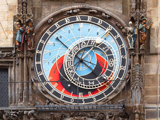astronomical clock in Prague, Czech republic. Travel and sights of city breaks. landmarks, travel guide and postcard