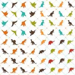 Dinosaur seamless pattern Vector. Tyrannosaurus, brontosaurus, stegosaurus, triceratops © eveleen007