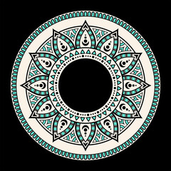 Mandala. Decorative round ornament. Isolated on black background. Arabic, Indian, ottoman motifs. For cards, invitations, t-shirts. Vector color illustration.
