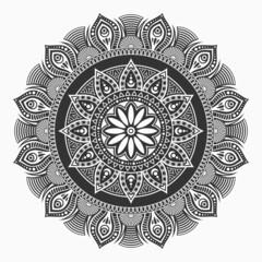 Mandala. Decorative round ornament. Isolated on white background. Arabic, Indian, ottoman motifs. Picture for coloring. For cards, invitations, t-shirts. Vector monochrome illustration.