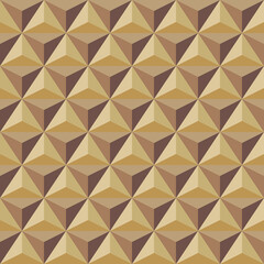 Abstract triangles background. Golden color geometric texture. Seamless triangles pattern. Structured background. Vector color illustration.