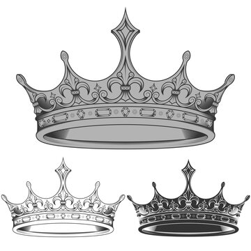 Vector design of black and white royal crown silhouettes