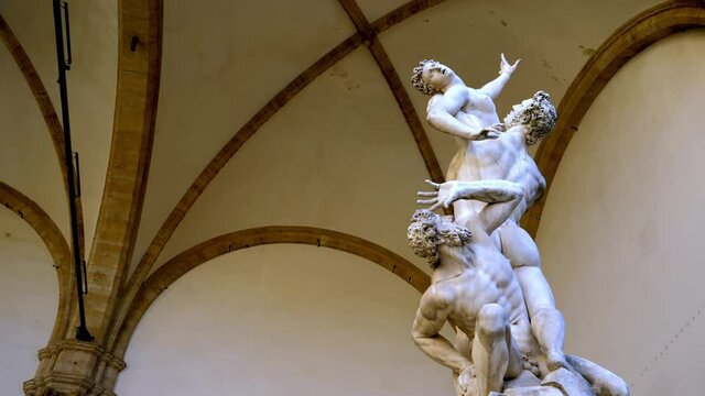Ratto delle Sabine on Piazza della Signoria in the loggia of lanzi Florence