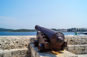 Croatia, Korcula Cannons in old town 