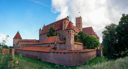 view of the historic Malbork Castle in northern Poland