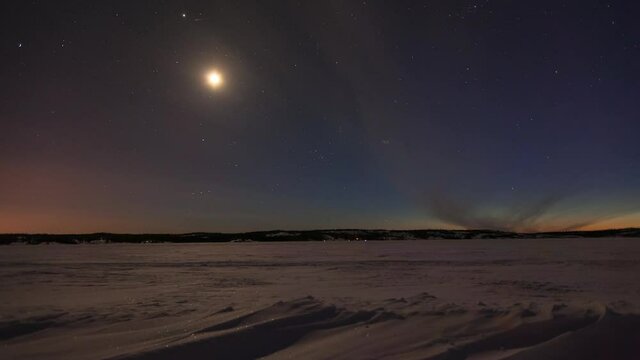 Lockdown Time Lapse Shot Pf Dramatic Sky Moving Over Snow Covered Landscape - British Columbia, Canada