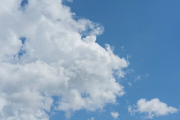 White clouds on the background and turquoise sky floating in the morning.