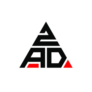 ZAD triangle letter logo design with triangle shape. ZAD triangle logo design monogram. ZAD triangle vector logo template with red color. ZAD triangular logo Simple, Elegant, and Luxurious Logo. ZAD 