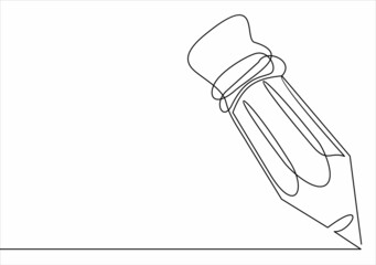 Continuous one line drawing pencil vector illustration isolated vector