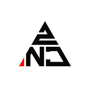 ZNJ triangle letter logo design with triangle shape. ZNJ triangle logo design monogram. ZNJ triangle vector logo template with red color. ZNJ triangular logo Simple, Elegant, and Luxurious Logo. ZNJ 