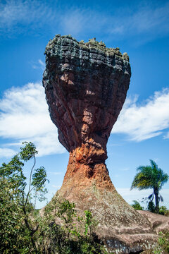 Brown rock formation in Vila Velha State Park in Ponta Grossa, Brazil
