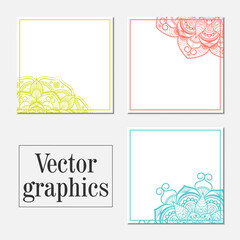 Decorative cards for writing. Vector frames with ethnic patterns. Leaflet with mandala.