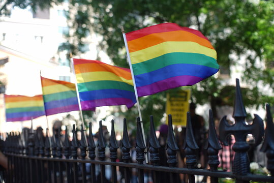 LGBTQ Flags Set On Black Metal Fence