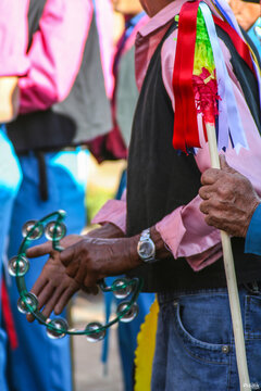 Man playing khanjari at the Great Reign religious celebration in Itapecerica, Minas Gerais, Brazil