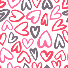 Vector pattern with  sketch hearts.