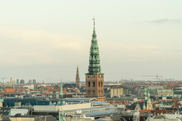 Fototapeta na wymiar Copenhagen, Denmark. September 26, 2019: View of the city's architecture and colorful facades.