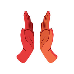 Pair of hands doing sign language Vector illustration