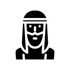 arab muslim guy glyph icon vector. arab muslim guy sign. isolated contour symbol black illustration