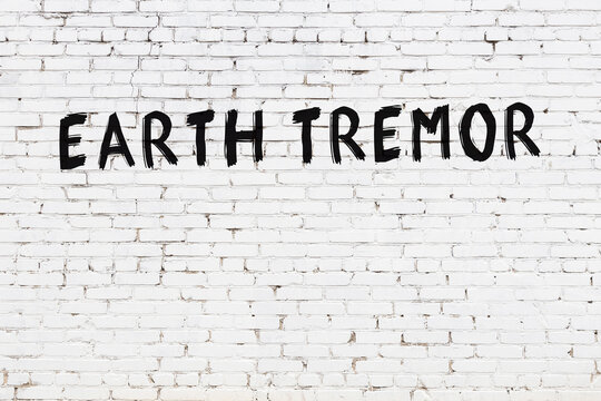 Inscription Earth Tremor Painted On White Brick Wall