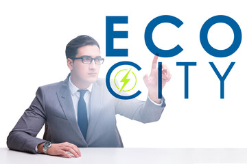 Ecocity ecology concept with businessman