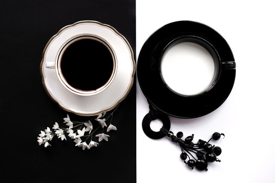 Two cups of coffee representing Yin-Yang