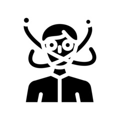 madness guy glyph icon vector. madness guy sign. isolated contour symbol black illustration