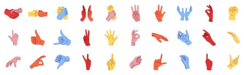 Set of hands doing sign language Vector illustration