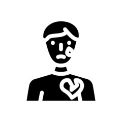 broken heart male glyph icon vector. broken heart male sign. isolated contour symbol black illustration