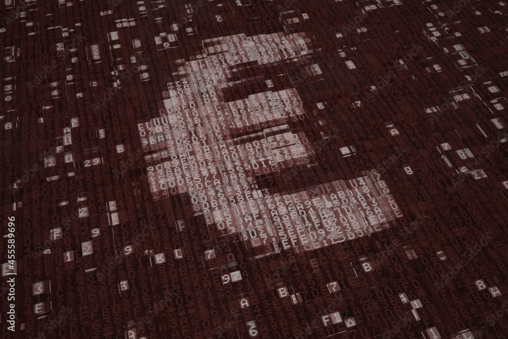 Aufkleber euro currency symbol consisting of digital blocks. blockchain concept, 3d rendering